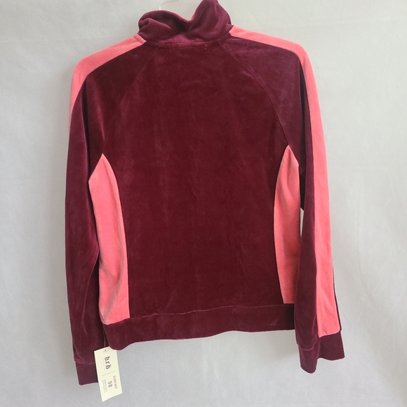 b. r. b Be Right Back Women's Velvet Colorblock Zipup Scortland Sweatshirt Sz XL - Picture 3 of 9